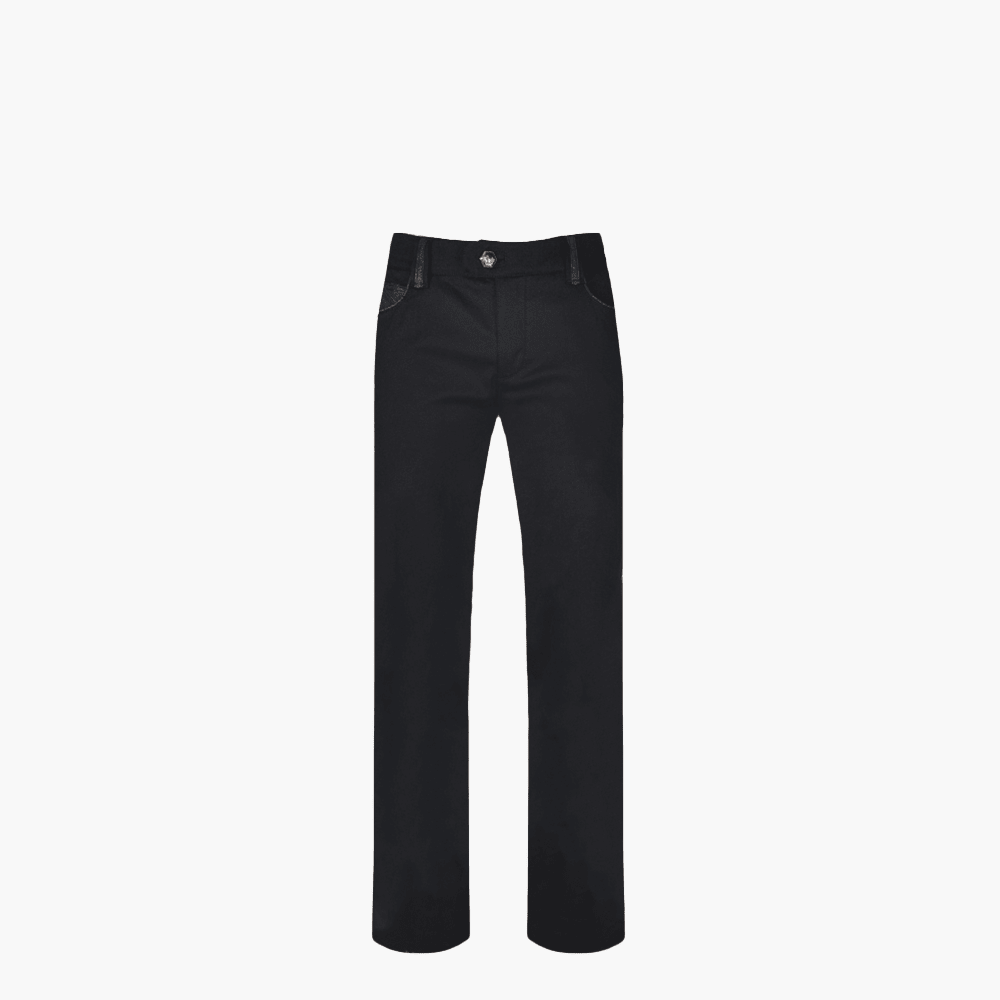 Black Jeans with AG Paisley Details - Angelo Galasso - Luxury Italian Menswear London