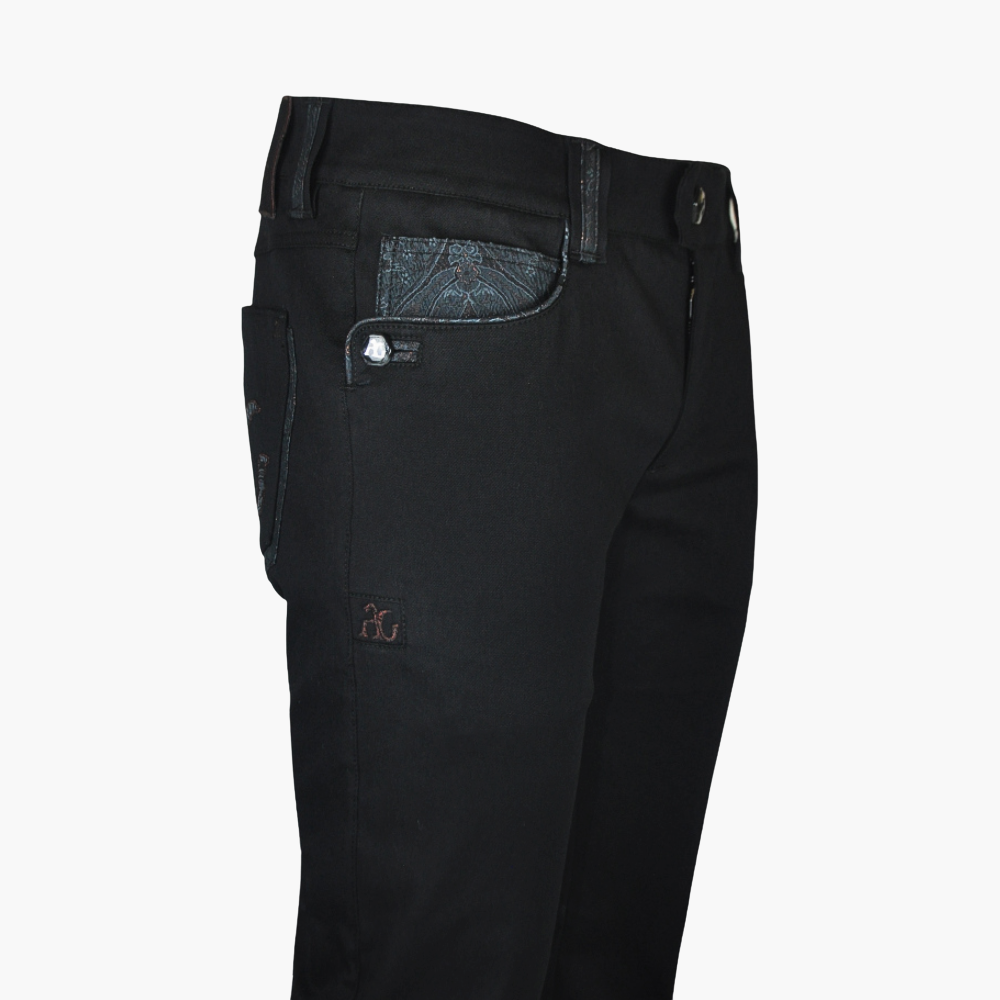Black Jeans with AG Paisley Details -