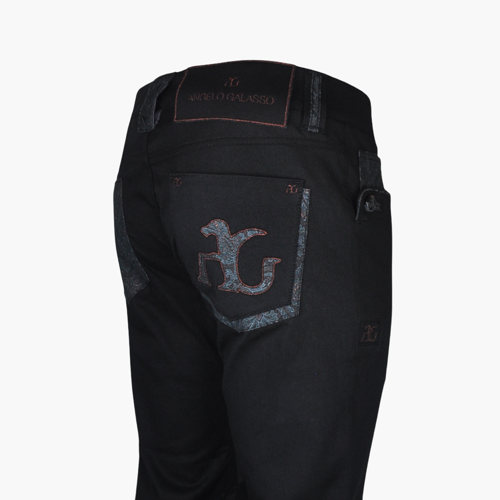 Black Jeans with AG Paisley Details -