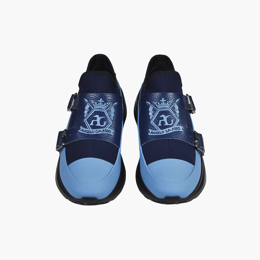 Blue Double Monkstraps Slip On - Angelo Galasso - Luxury Italian Menswear London