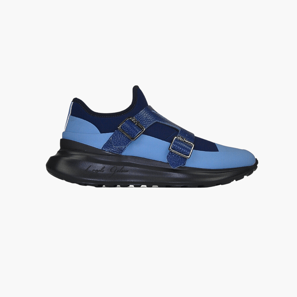 Blue Double Monkstraps Slip On - Angelo Galasso - Luxury Italian Menswear London