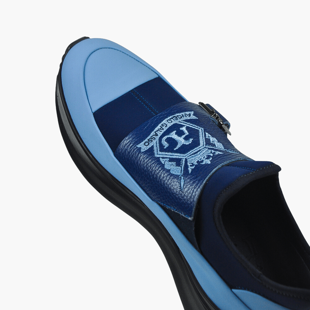 Blue Double Monkstraps Slip On - Angelo Galasso - Luxury Italian Menswear London