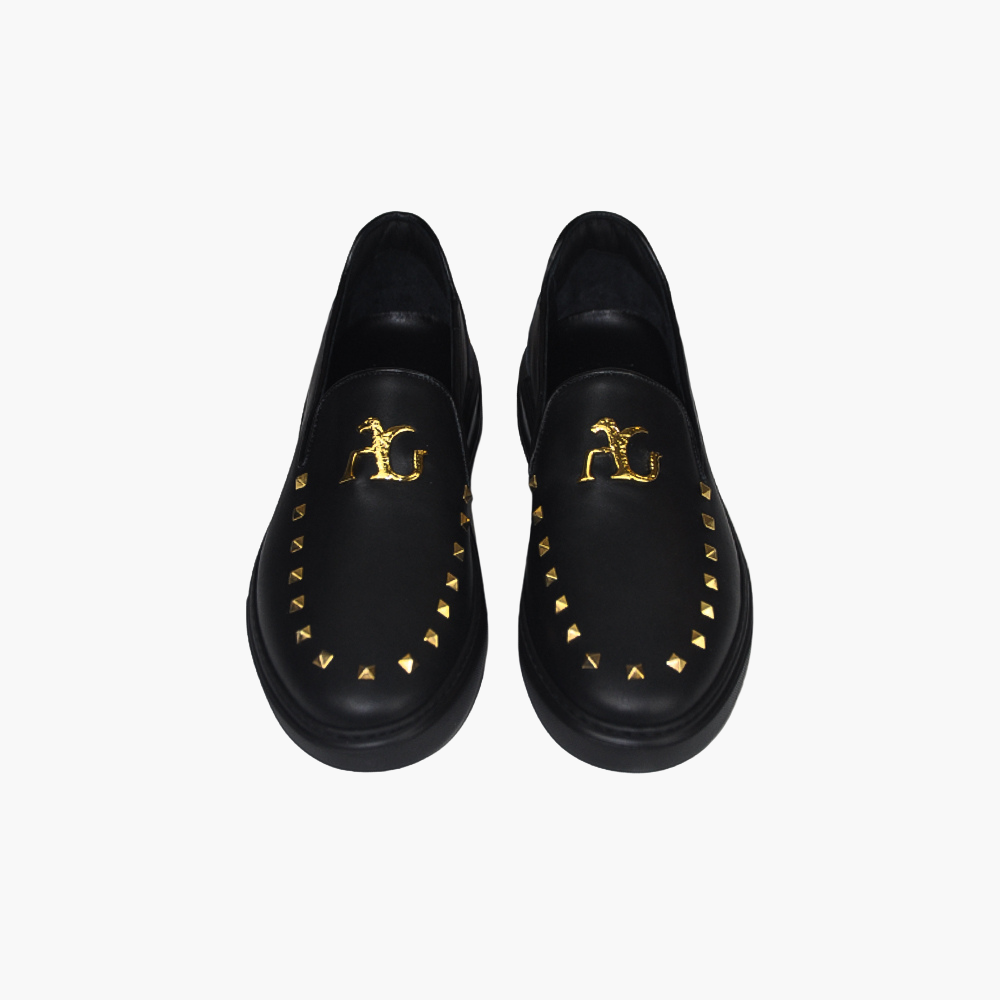Black Gold Studs Slip-on Shoes - AG23SSCAF02FL