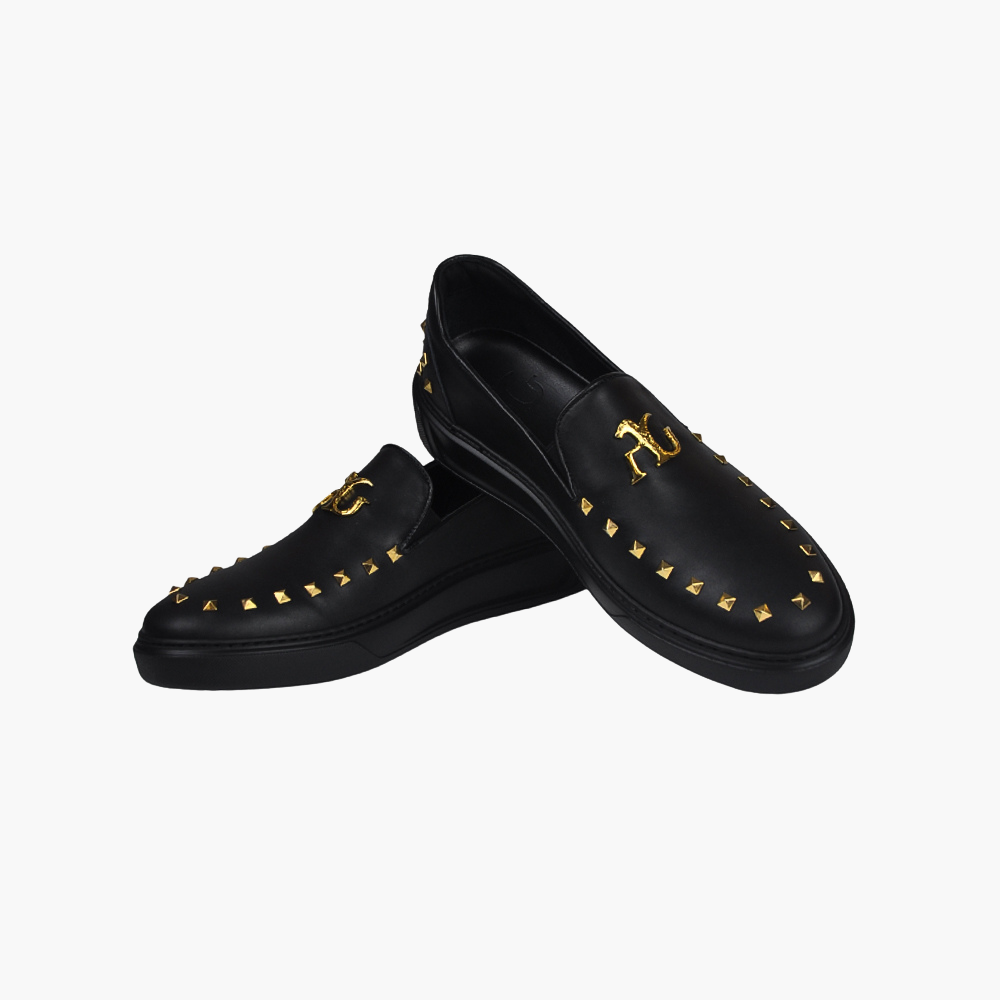 Black Gold Studs Slip-on Shoes - AG23SSCAF02FL
