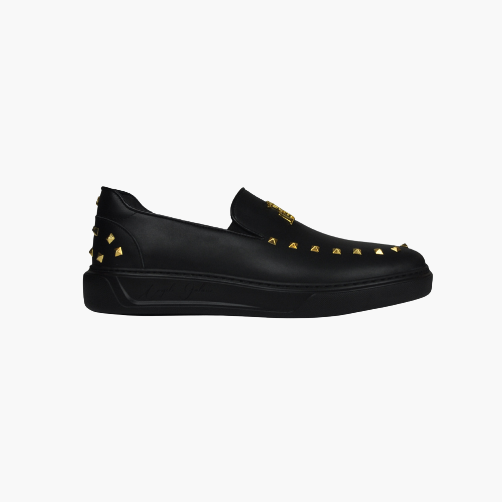 Black Gold Studs Slip-on Shoes - AG23SSCAF02FL