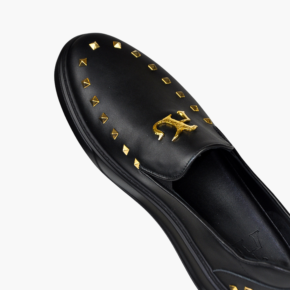 Black Gold Studs Slip-on Shoes - AG23SSCAF02FL