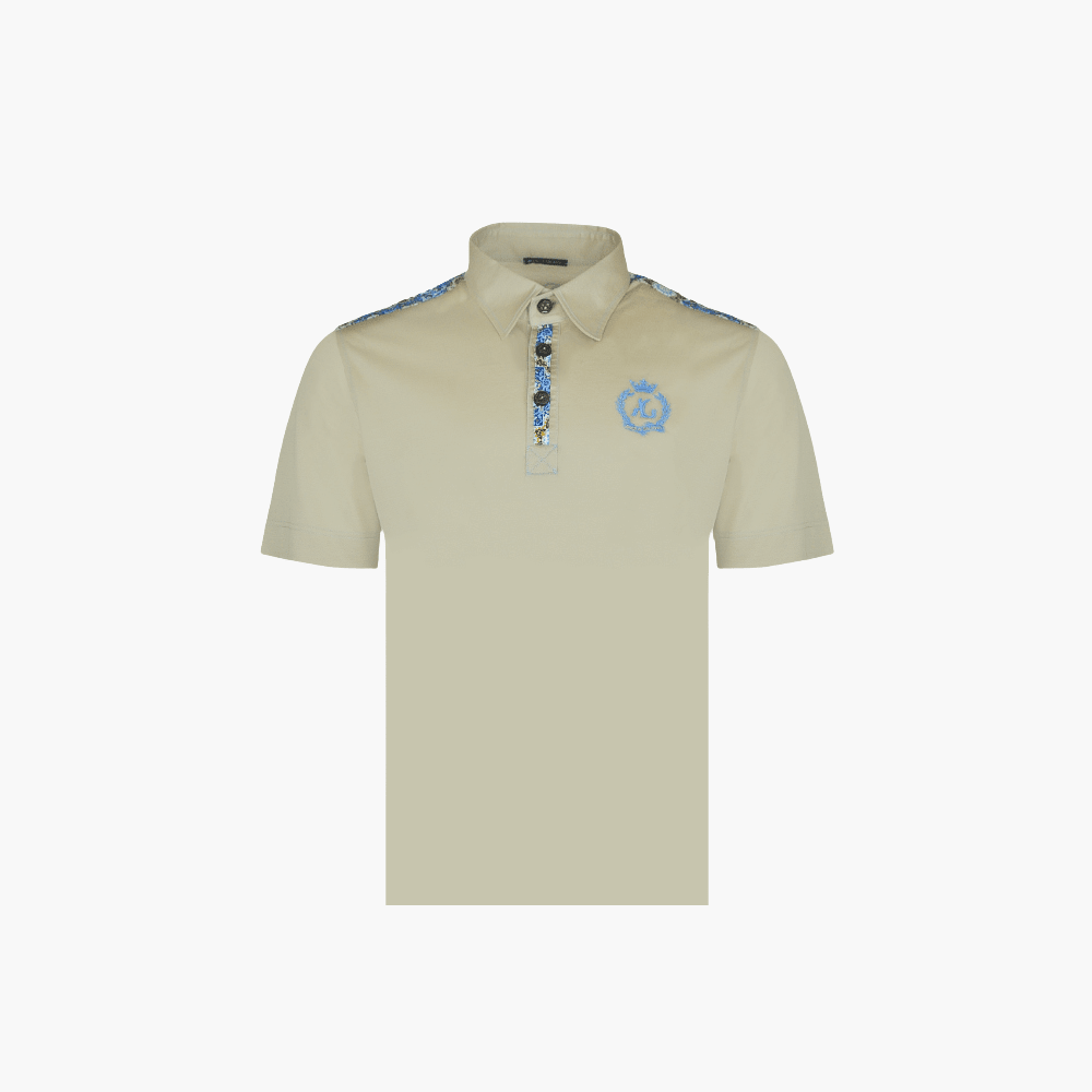 Beige Azulejo & AG Alloro Polo - Angelo Galasso - Luxury Italian Menswear London