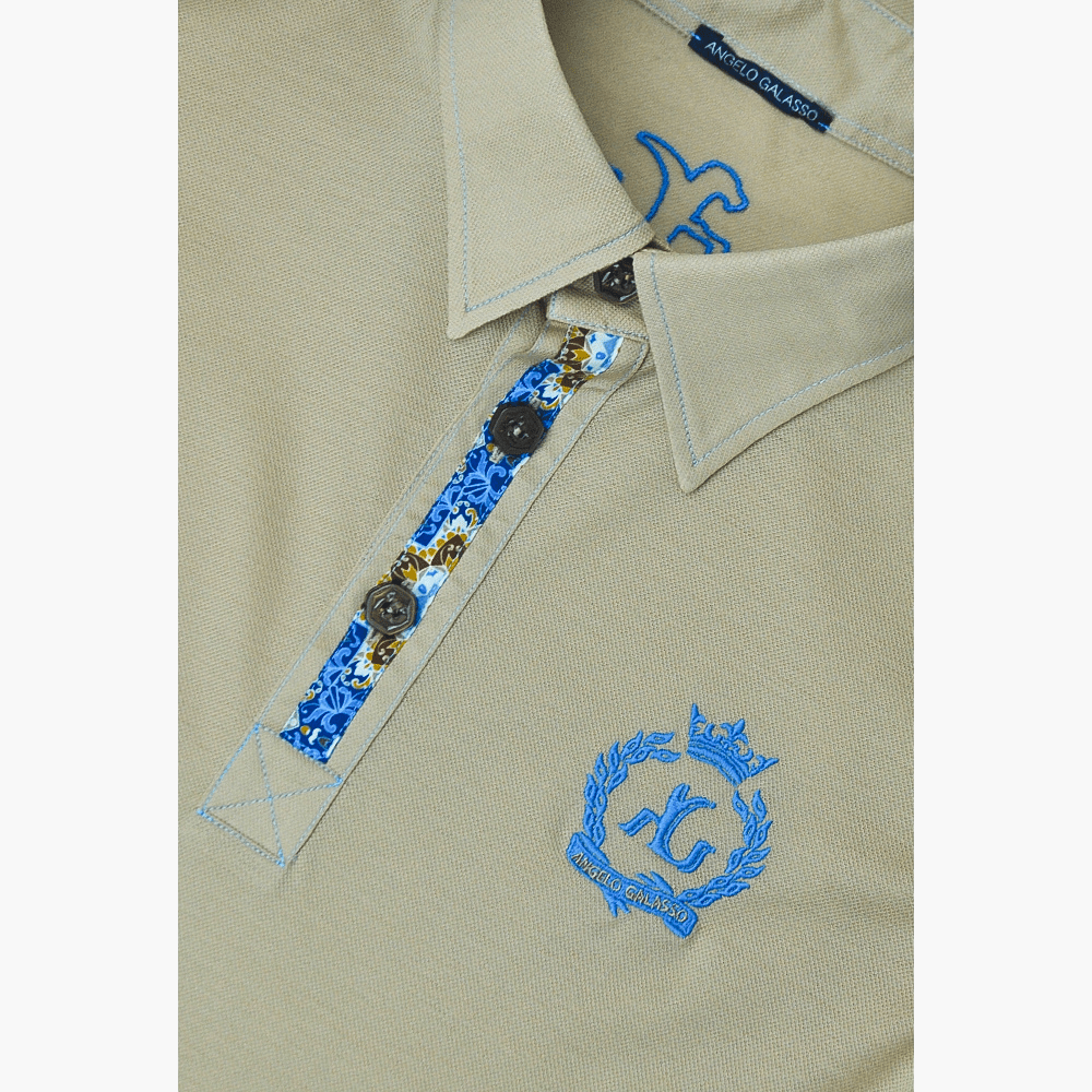 Beige Azulejo & AG Alloro Polo - Angelo Galasso - Luxury Italian Menswear London