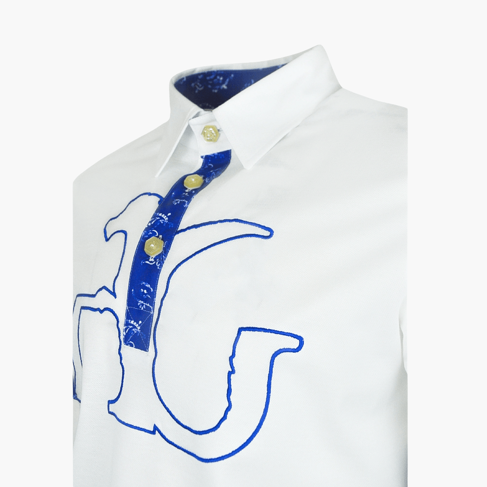 White Floral & AG Logo Polo - Angelo Galasso - Luxury Italian Menswear London