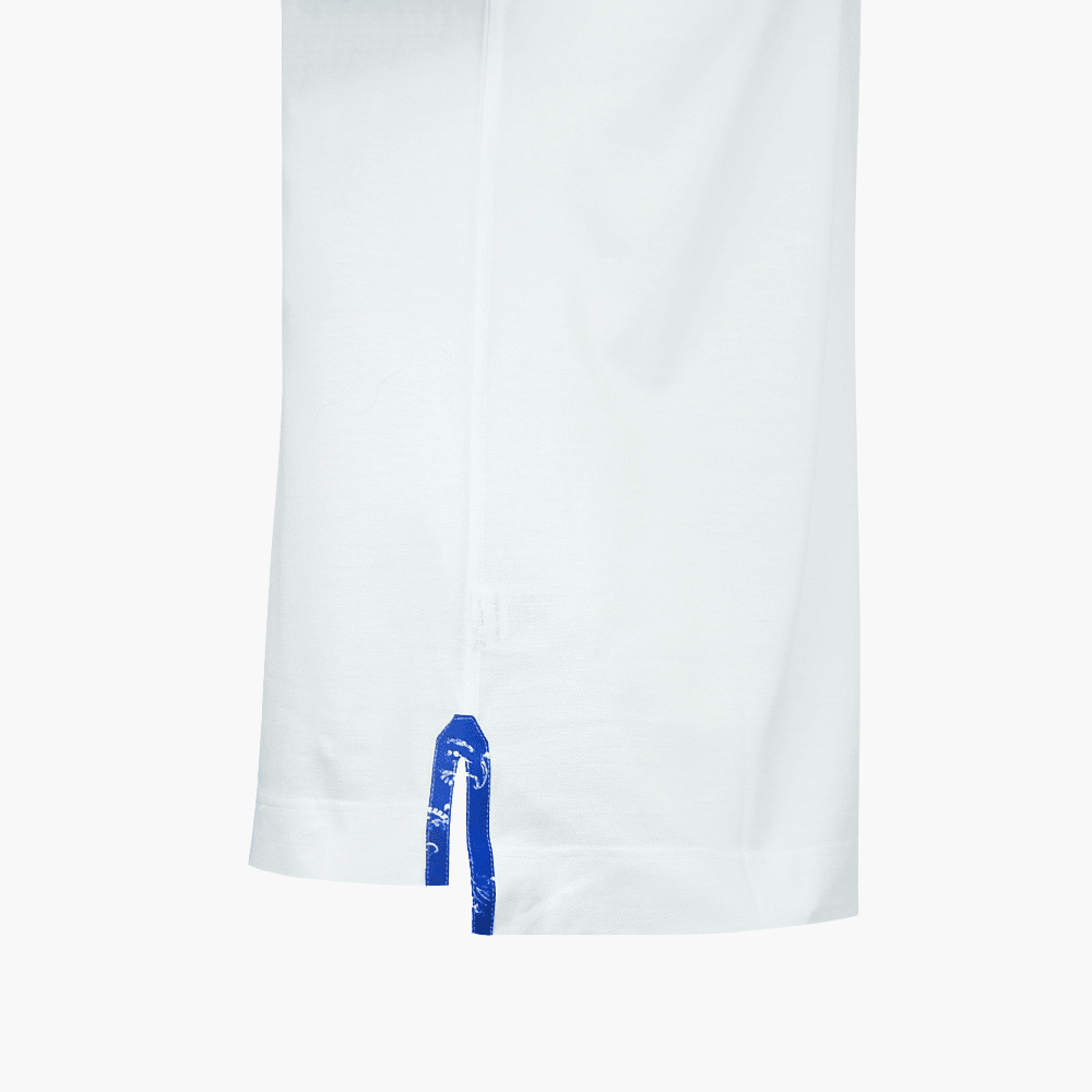 White Floral & AG Logo Polo - Angelo Galasso - Luxury Italian Menswear London