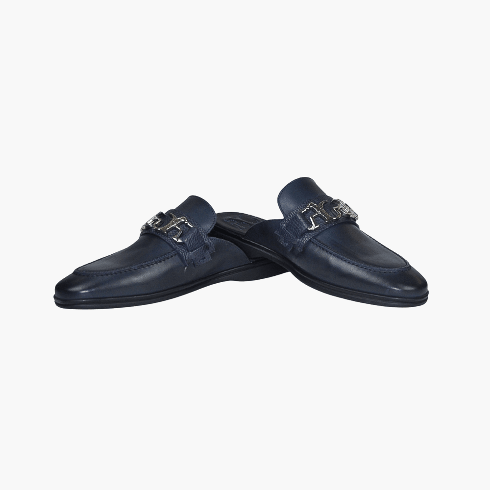 Blue Calfskin Sabot Shoes - Angelo Galasso - Luxury Italian Menswear London