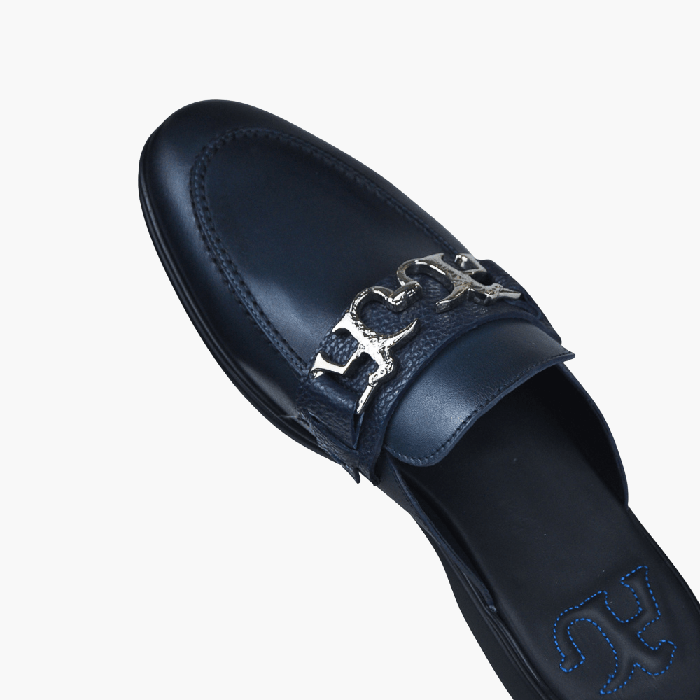 Blue Calfskin Sabot Shoes - Angelo Galasso - Luxury Italian Menswear London