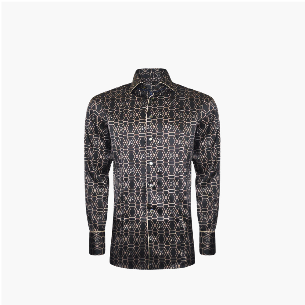 Black & Brown Honeycomb AG Print Mason Shirt