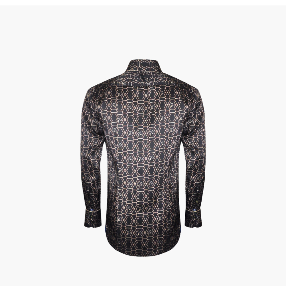 Black & Brown Honeycomb AG Print Mason Shirt