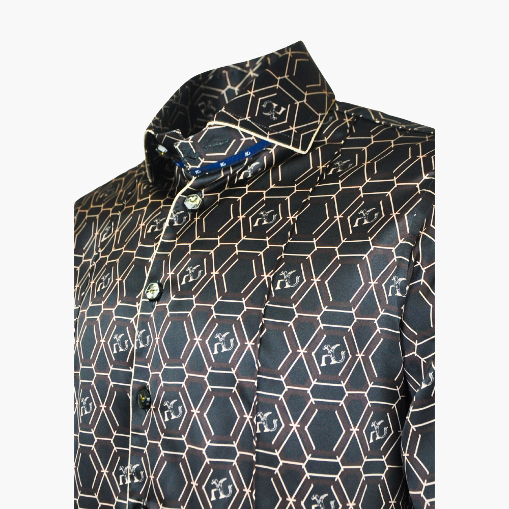 Black & Brown Honeycomb AG Print Mason Shirt