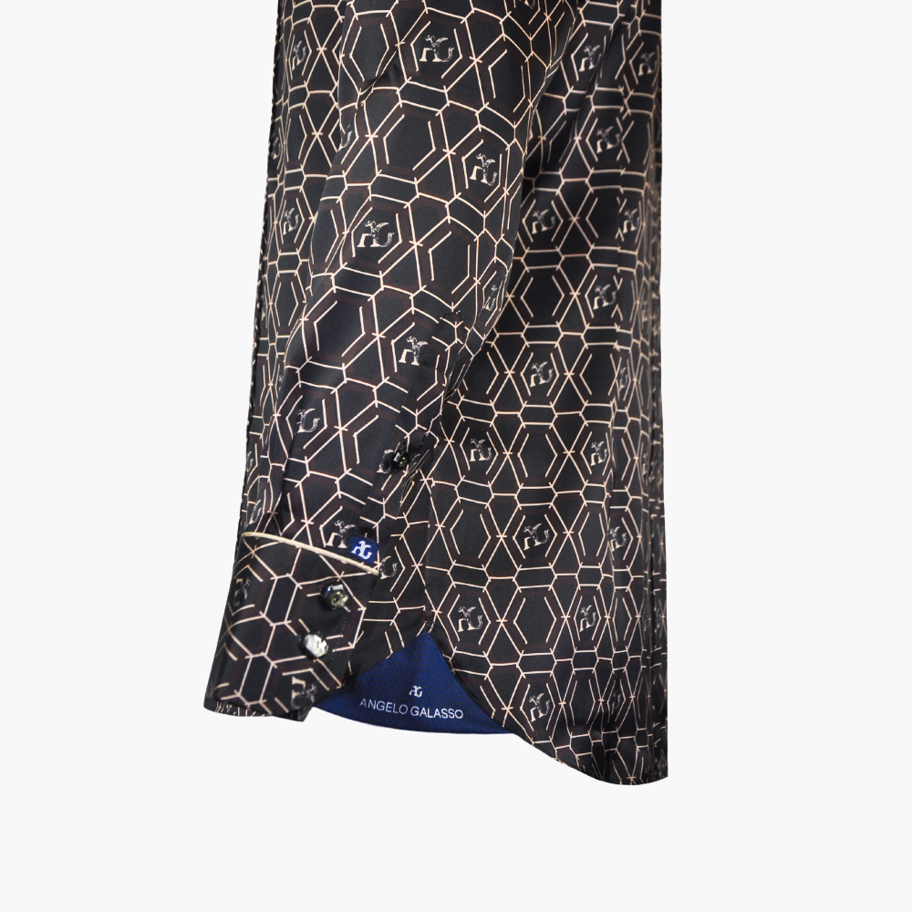 Black & Brown Honeycomb AG Print Mason Shirt