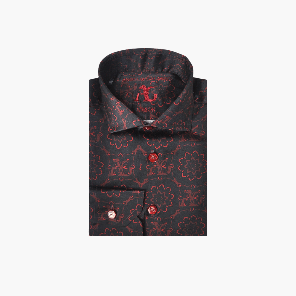 Black & Red AG Custom Print Mason Shirt - Angelo Galasso - Luxury Italian Menswear London