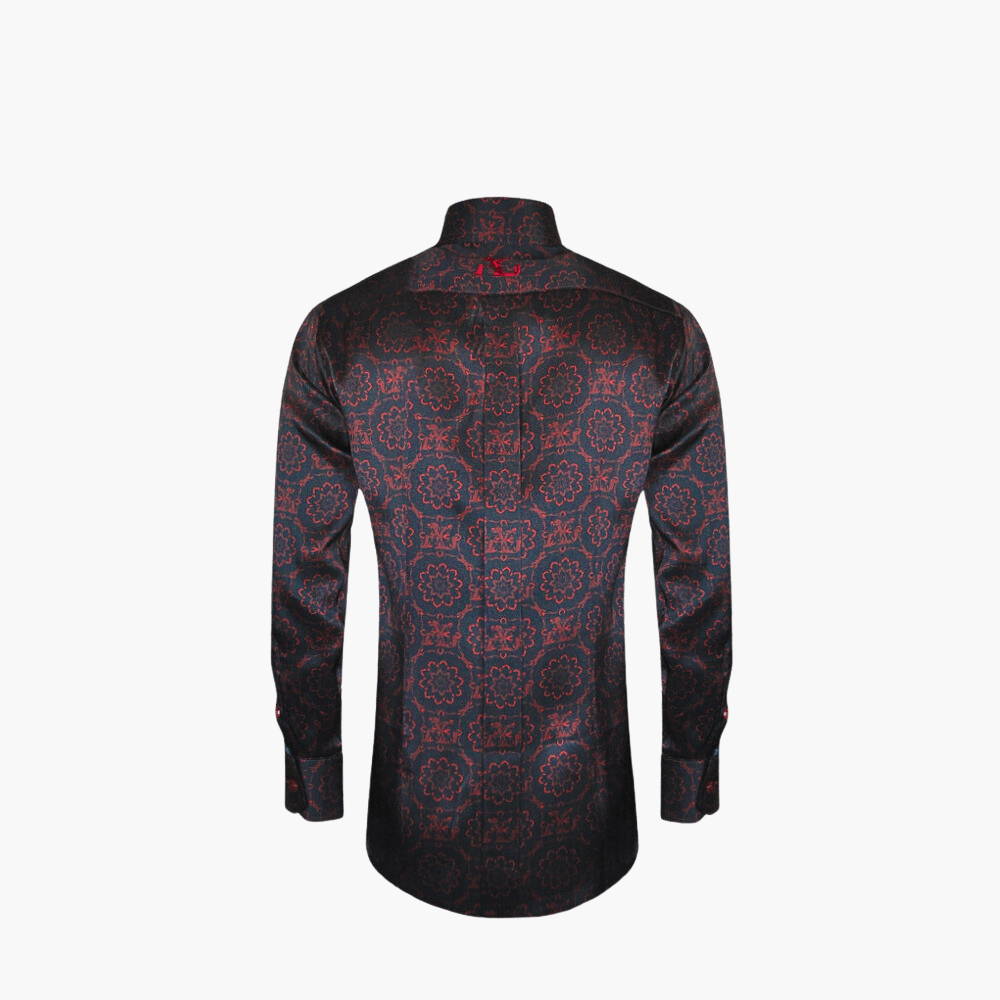 Black & Red AG Custom Print Mason Shirt - Angelo Galasso - Luxury Italian Menswear London