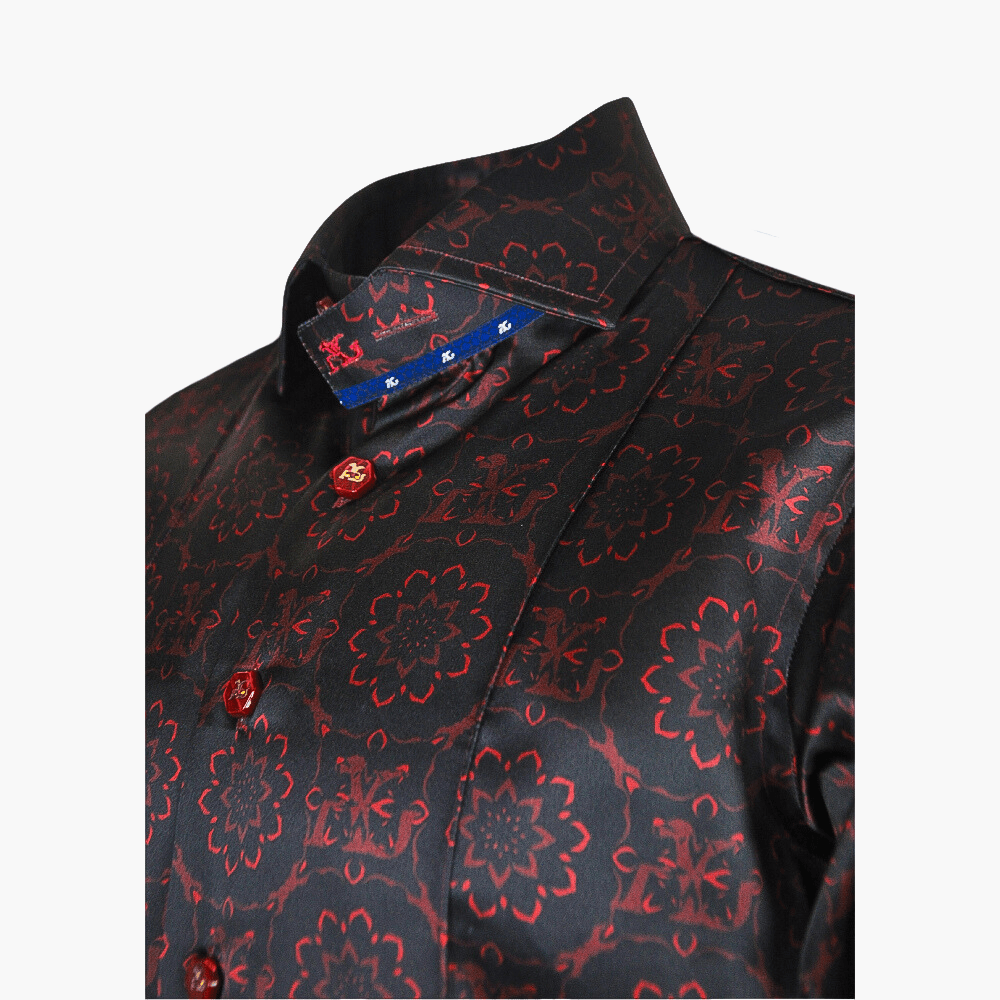 Black & Red AG Custom Print Mason Shirt - Angelo Galasso - Luxury Italian Menswear London