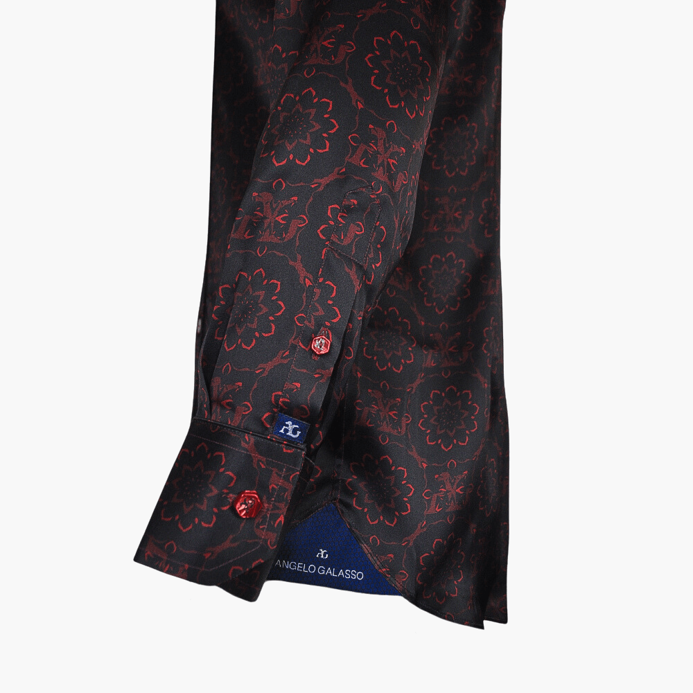 Black & Red AG Custom Print Mason Shirt - Angelo Galasso - Luxury Italian Menswear London