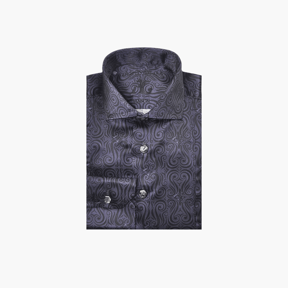 Grey AG Custom Print Mason Shirt - Angelo Galasso - Luxury Italian Menswear London