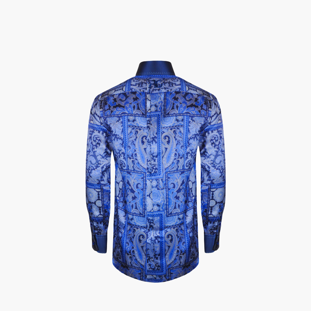 Blue Paisley Custom Print Mason Shirt
