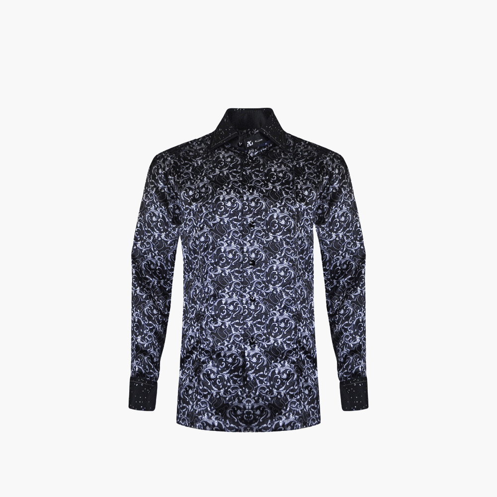Black Crystal Custom Print Corleone Shirt - Angelo Galasso - Luxury Italian Menswear London