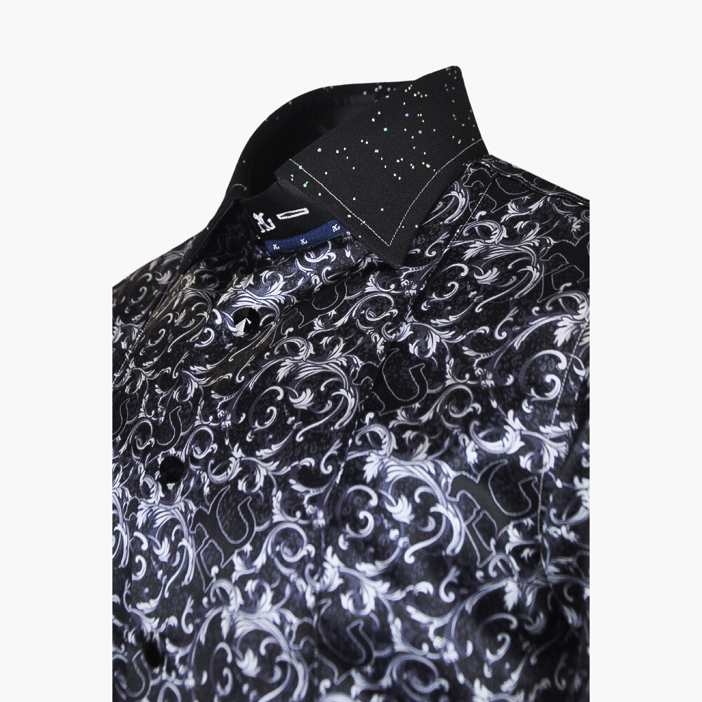 Black Crystal Custom Print Corleone Shirt - AG23W1HAS08