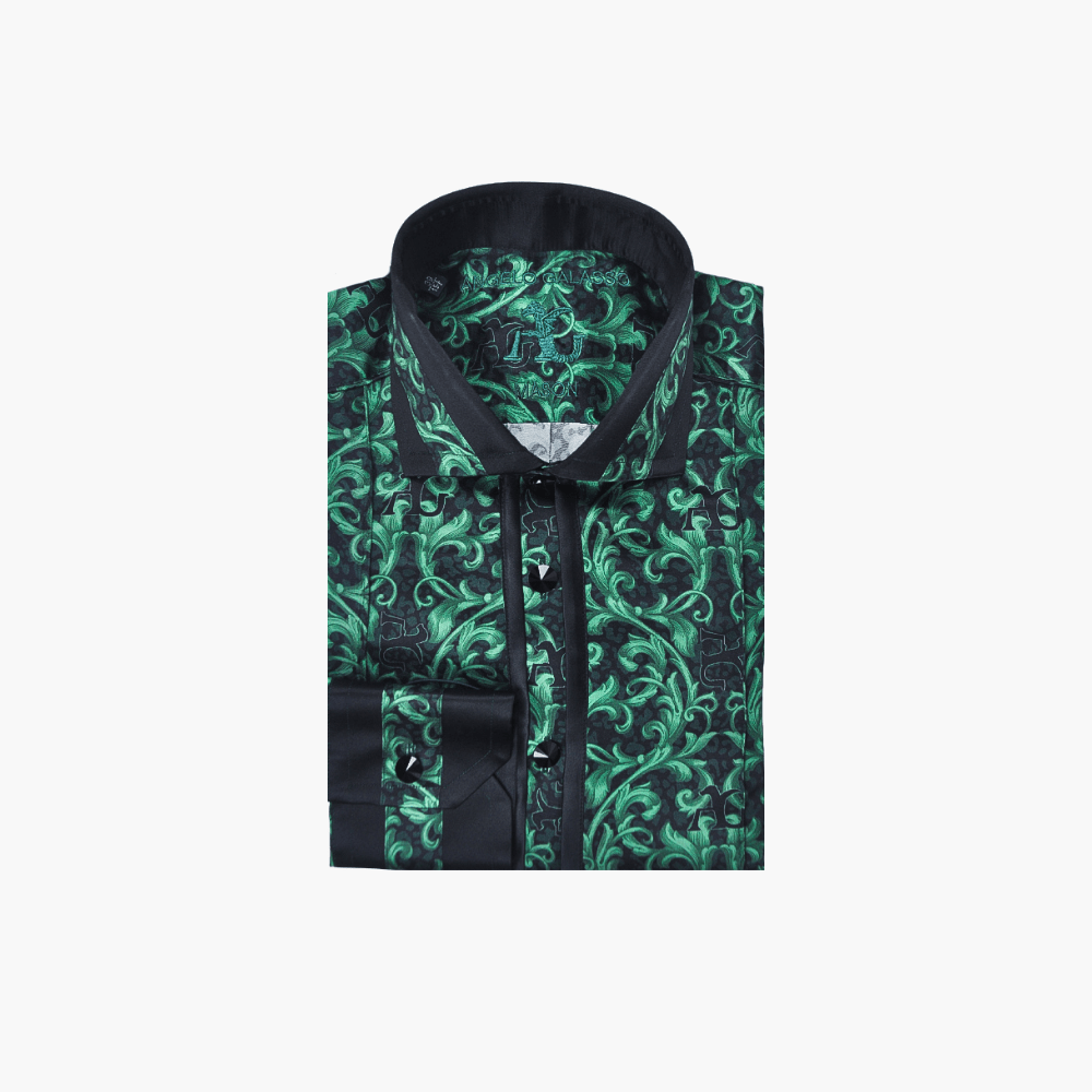 Green & Black Custom Print Mason Shirt - Angelo Galasso - Luxury Italian Menswear London