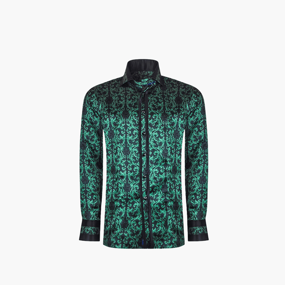 Green & Black Custom Print Mason Shirt - Angelo Galasso - Luxury Italian Menswear London