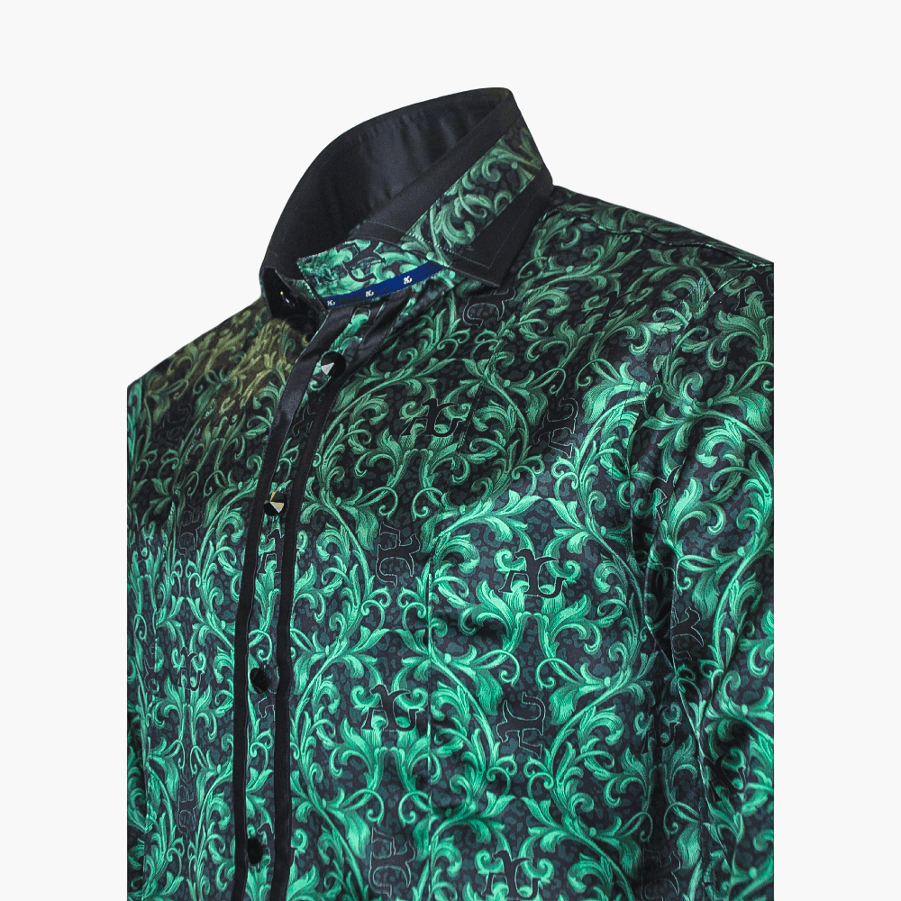 Green & Black Custom Print Mason Shirt - Angelo Galasso - Luxury Italian Menswear London