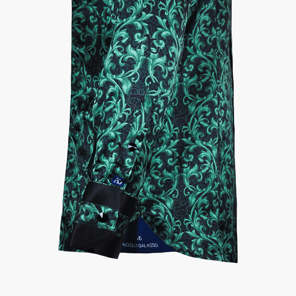 Green & Black Custom Print Mason Shirt - Angelo Galasso - Luxury Italian Menswear London