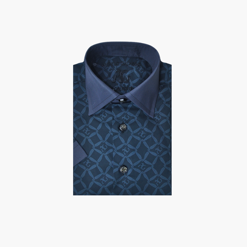 Black Custom Print Short Sleeves Corleone Shirt - AG23W1HAS11