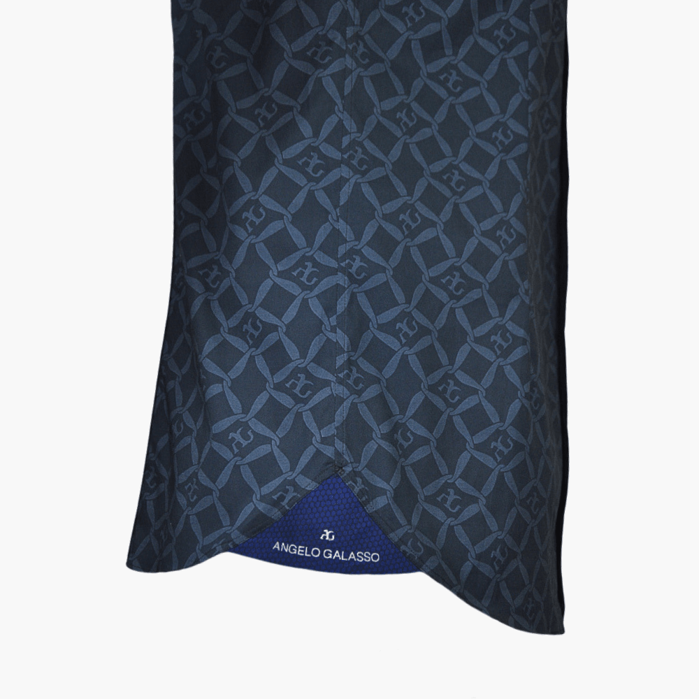 Black Custom Print Short Sleeves Corleone Shirt - Angelo Galasso - Luxury Italian Menswear London
