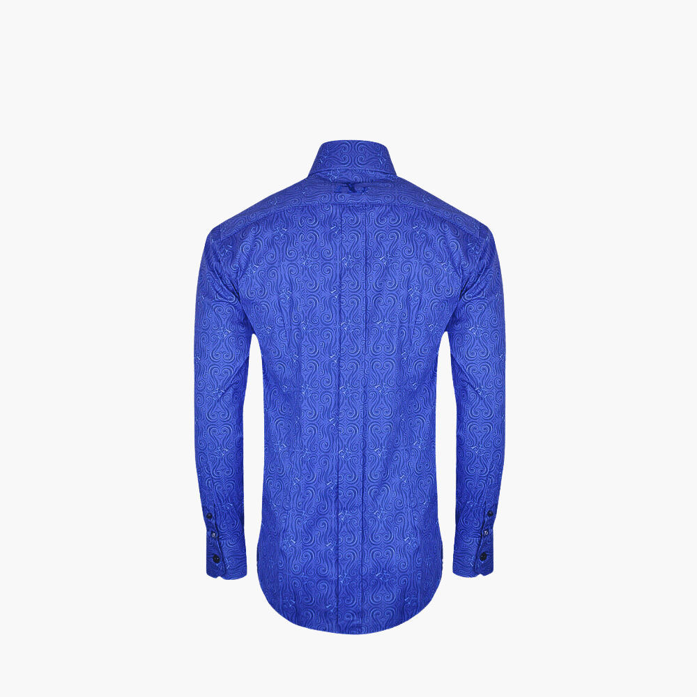 Royal Blue AG Custom Print Mason Shirt - Angelo Galasso - Luxury Italian Menswear London