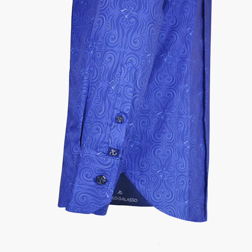Royal Blue AG Custom Print Mason Shirt - Angelo Galasso - Luxury Italian Menswear London