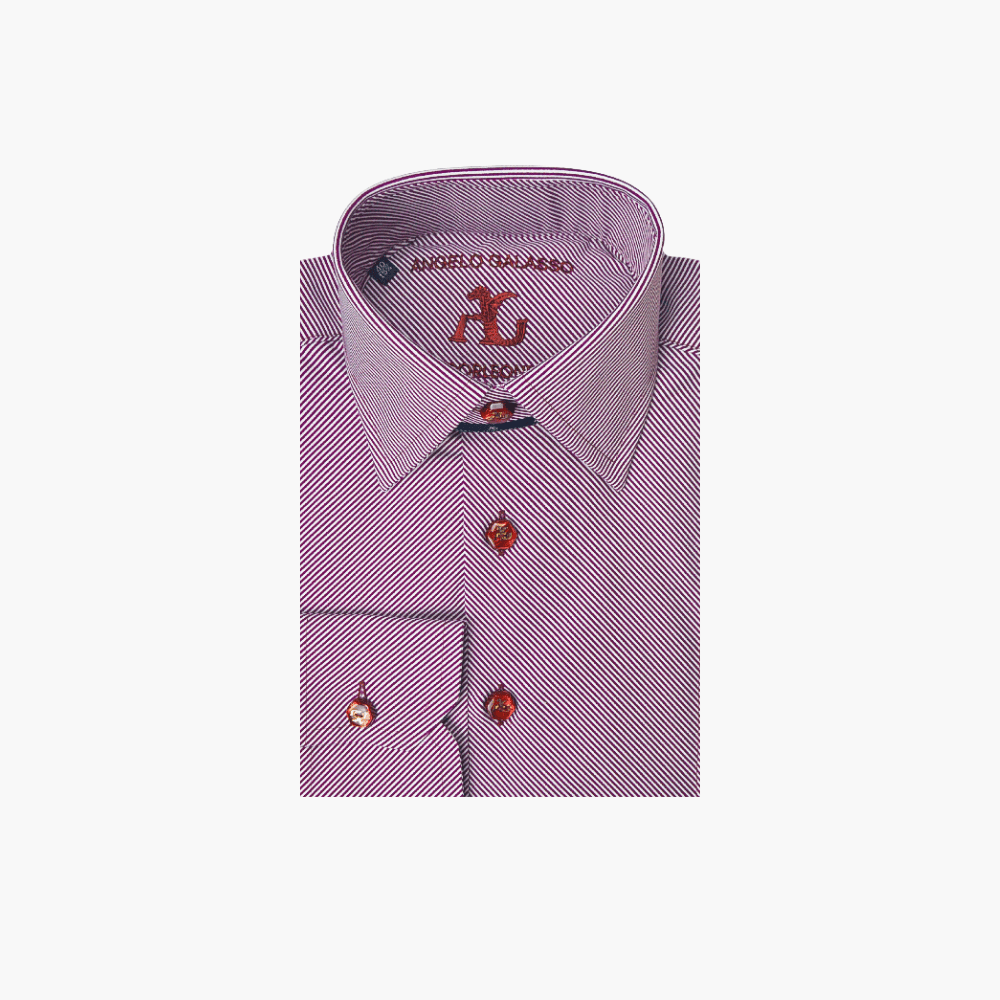 White & Burgundy Striped Corleone Shirt - Angelo Galasso - Luxury Italian Menswear London