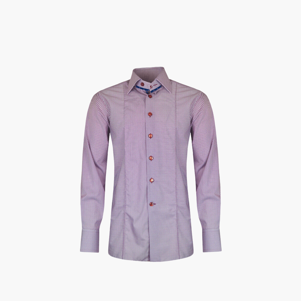 White & Burgundy Striped Corleone Shirt - Angelo Galasso - Luxury Italian Menswear London
