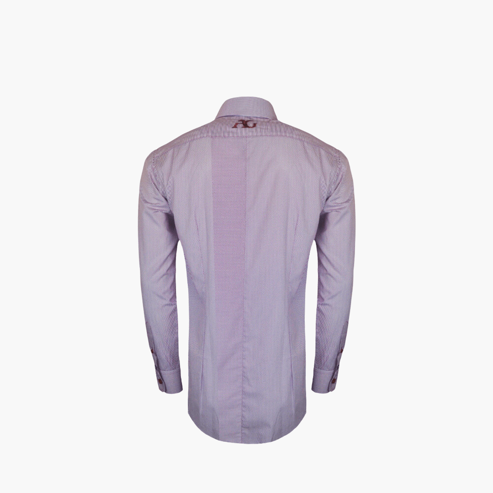 White & Burgundy Striped Corleone Shirt - Angelo Galasso - Luxury Italian Menswear London