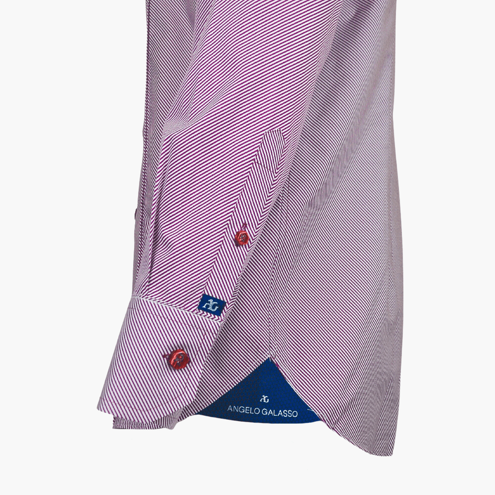 White & Burgundy Striped Corleone Shirt - Angelo Galasso - Luxury Italian Menswear London