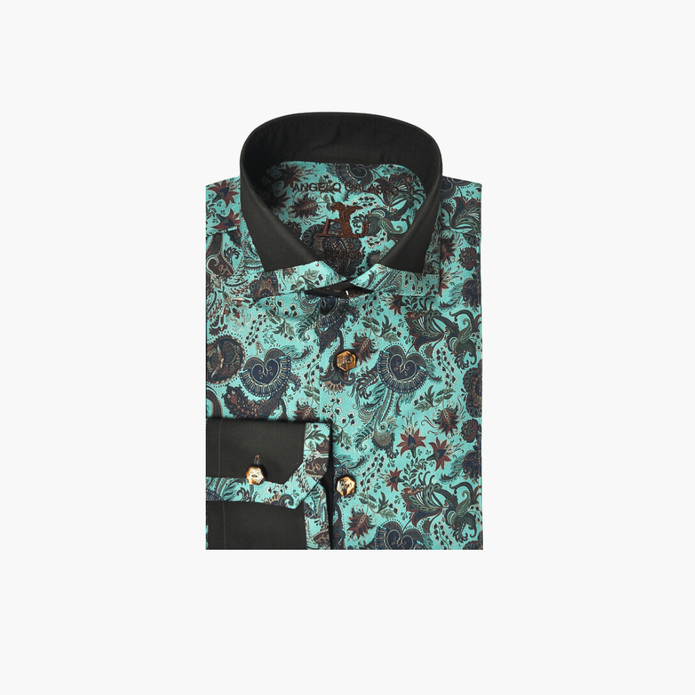 Green Paisley Print Mason Shirt - Angelo Galasso - Luxury Italian Menswear London