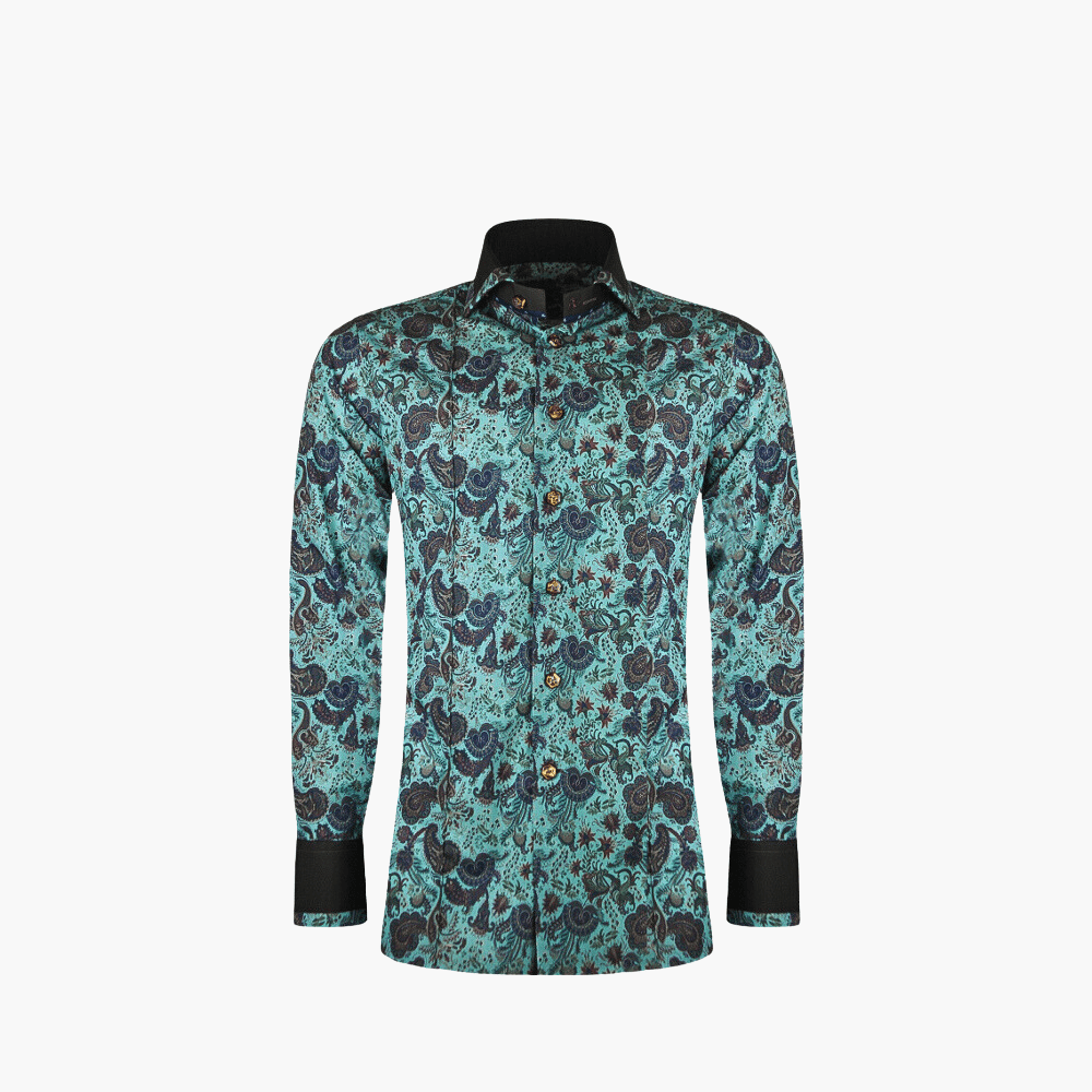 Green Paisley Print Mason Shirt - Angelo Galasso - Luxury Italian Menswear London