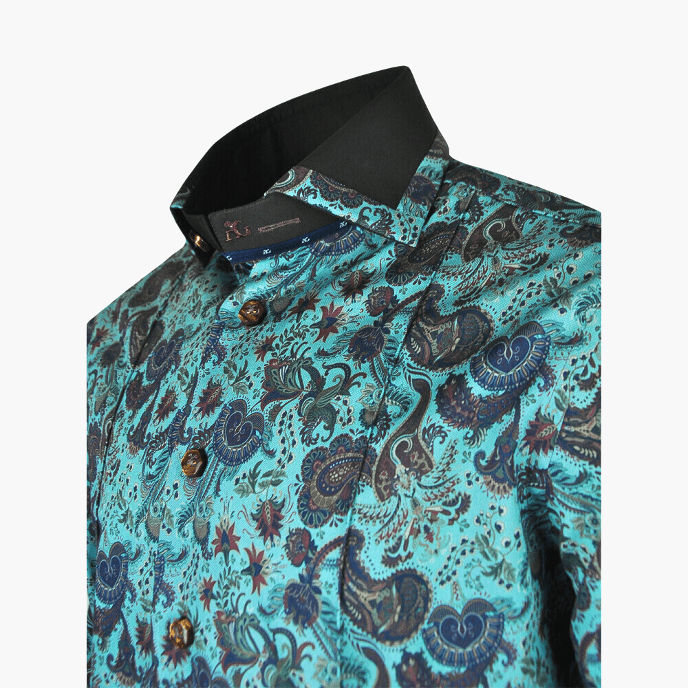 Green Paisley Print Mason Shirt - Angelo Galasso - Luxury Italian Menswear London