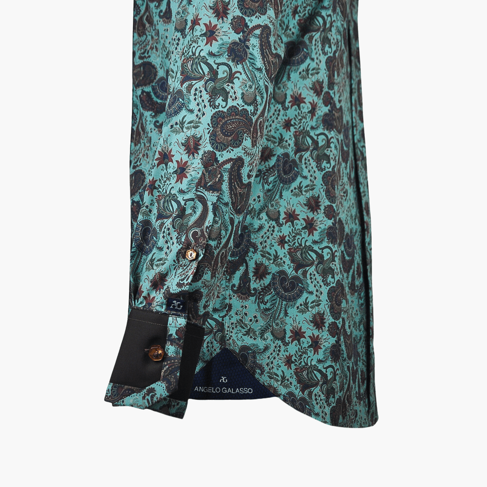 Green Paisley Print Mason Shirt - Angelo Galasso - Luxury Italian Menswear London