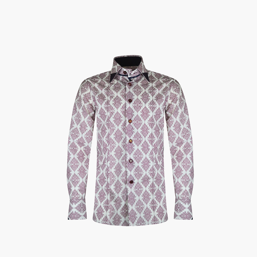 Burgundy Damask Print Corleone Shirt