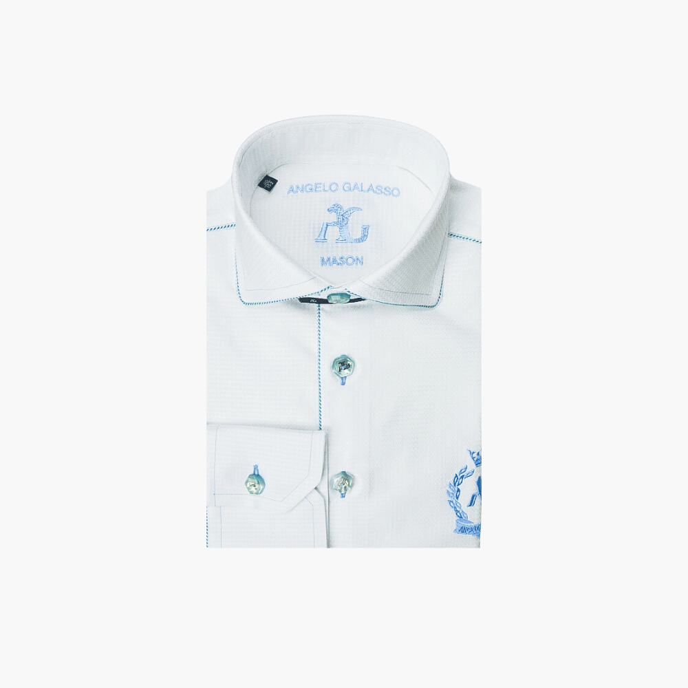 White Alloro Logo Mason Shirt - Angelo Galasso - Luxury Italian Menswear London