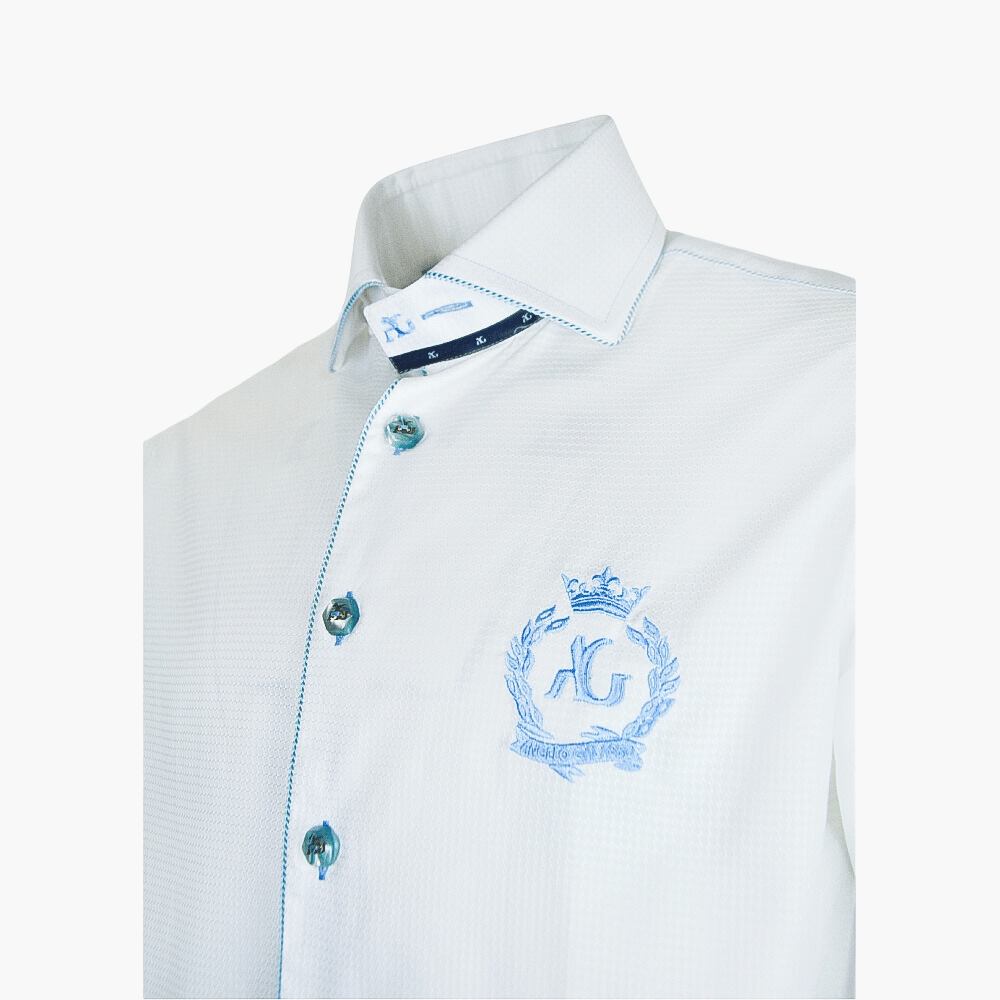 White Alloro Logo Mason Shirt - Angelo Galasso - Luxury Italian Menswear London