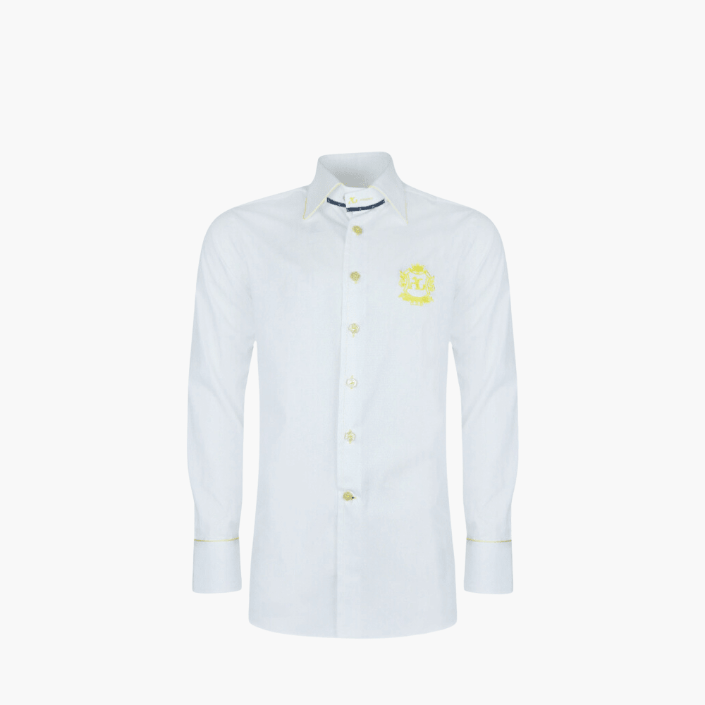 White & Yellow Araldica Shirt - Angelo Galasso - Luxury Italian Menswear London