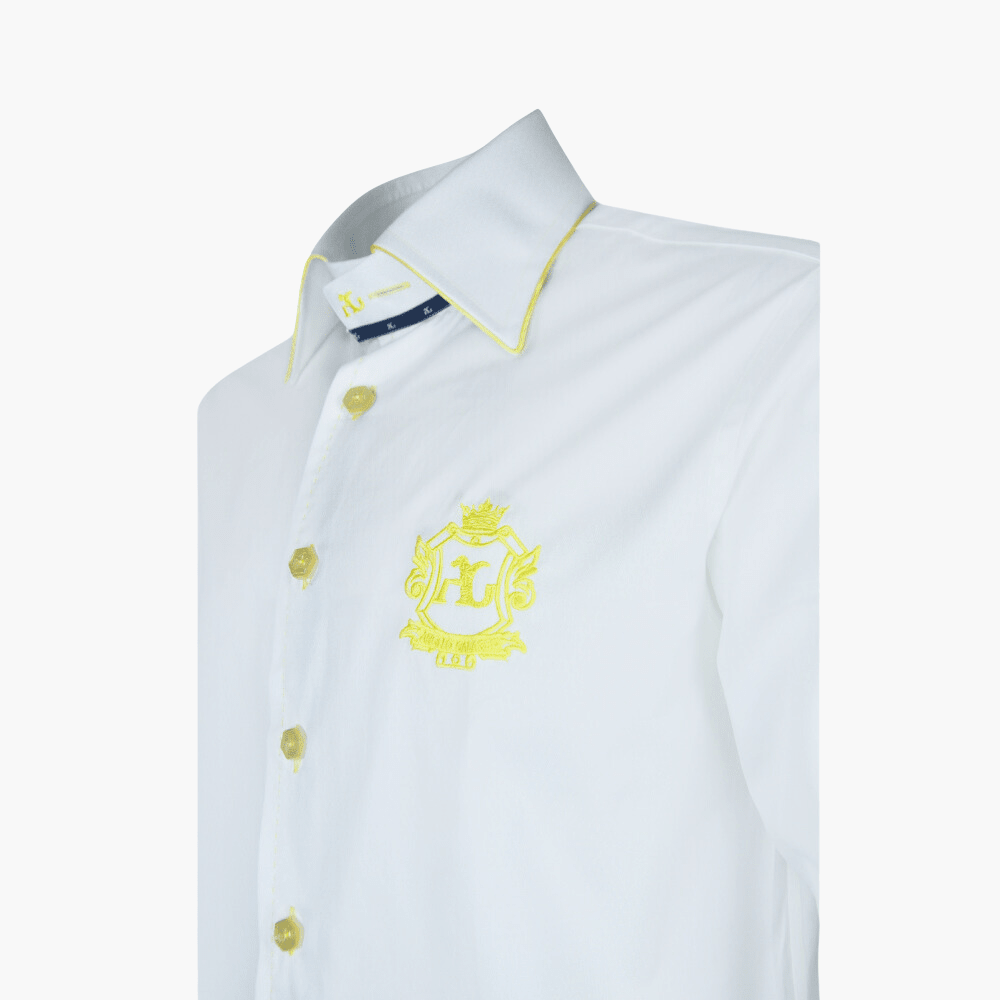White & Yellow Araldica Shirt - Angelo Galasso - Luxury Italian Menswear London