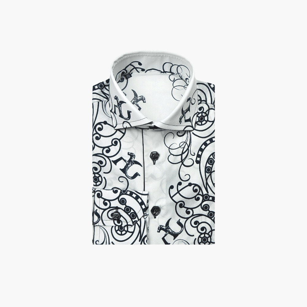 White & Black Ramage Mason Shirt - Angelo Galasso - Luxury Italian Menswear London